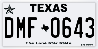 TX license plate DMF0643