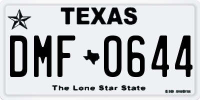 TX license plate DMF0644