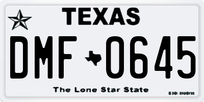 TX license plate DMF0645