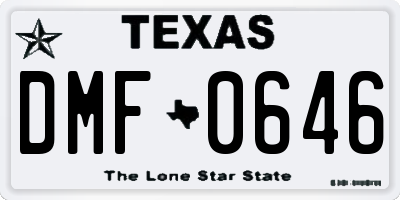 TX license plate DMF0646