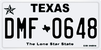 TX license plate DMF0648