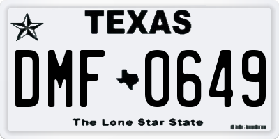 TX license plate DMF0649