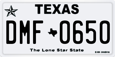 TX license plate DMF0650