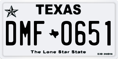TX license plate DMF0651