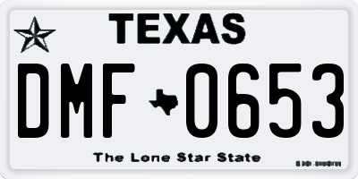 TX license plate DMF0653