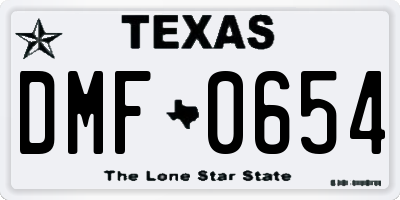 TX license plate DMF0654