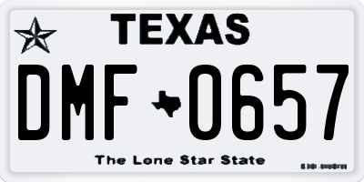 TX license plate DMF0657