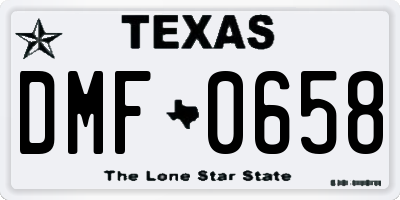 TX license plate DMF0658