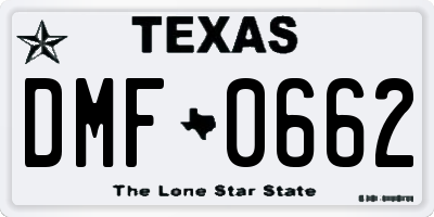 TX license plate DMF0662