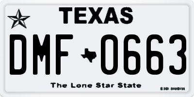 TX license plate DMF0663