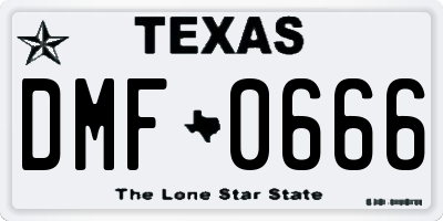 TX license plate DMF0666