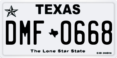 TX license plate DMF0668