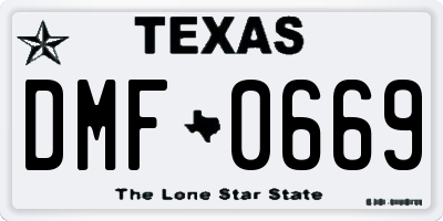 TX license plate DMF0669
