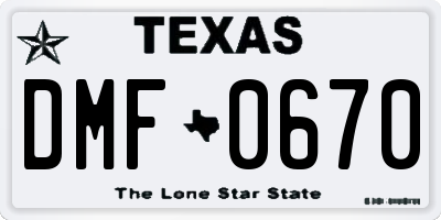 TX license plate DMF0670