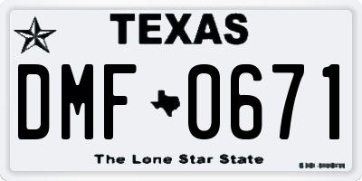 TX license plate DMF0671