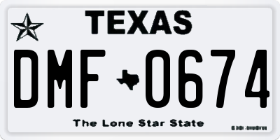 TX license plate DMF0674