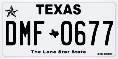 TX license plate DMF0677