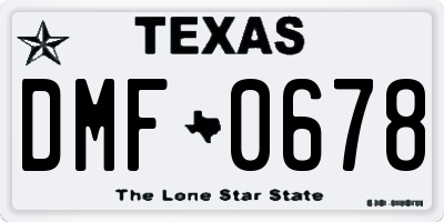 TX license plate DMF0678