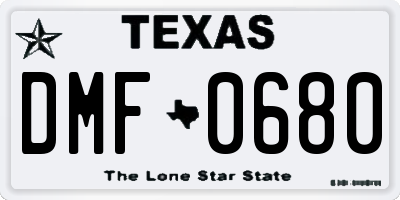 TX license plate DMF0680