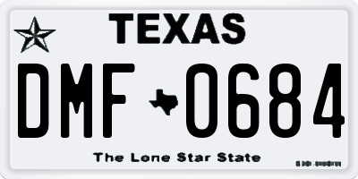TX license plate DMF0684