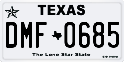TX license plate DMF0685