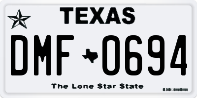 TX license plate DMF0694