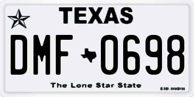 TX license plate DMF0698