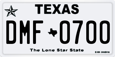 TX license plate DMF0700