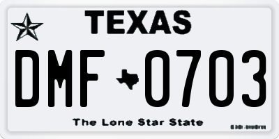 TX license plate DMF0703