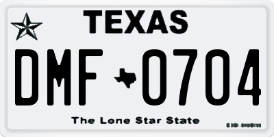 TX license plate DMF0704