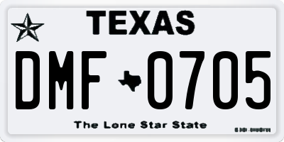TX license plate DMF0705