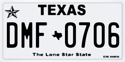 TX license plate DMF0706
