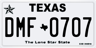 TX license plate DMF0707