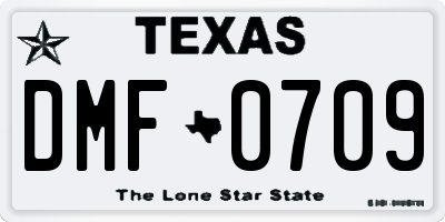 TX license plate DMF0709