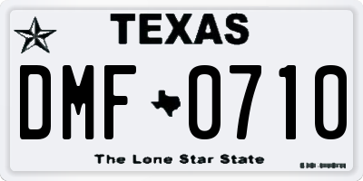 TX license plate DMF0710