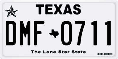 TX license plate DMF0711