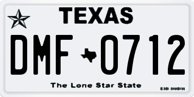 TX license plate DMF0712