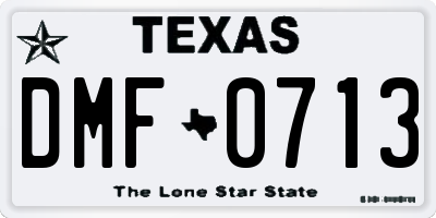 TX license plate DMF0713