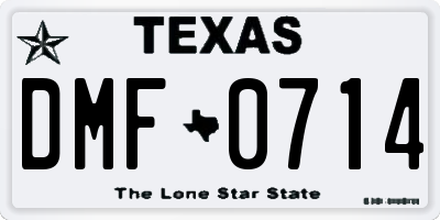 TX license plate DMF0714
