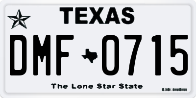 TX license plate DMF0715