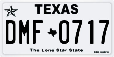 TX license plate DMF0717