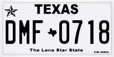 TX license plate DMF0718