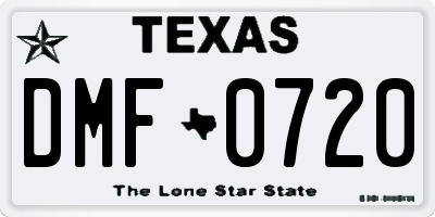 TX license plate DMF0720