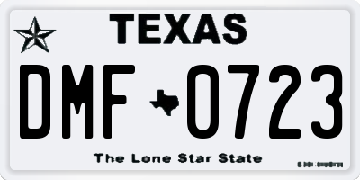 TX license plate DMF0723