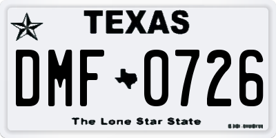 TX license plate DMF0726