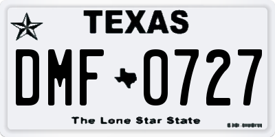 TX license plate DMF0727