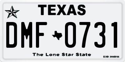 TX license plate DMF0731