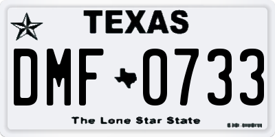 TX license plate DMF0733