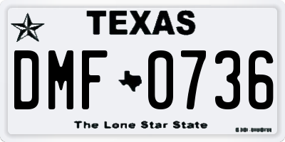 TX license plate DMF0736