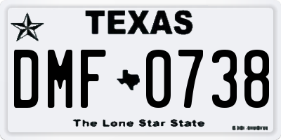 TX license plate DMF0738